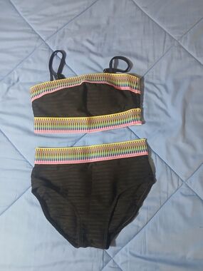 Amazon Kids Black Bikini with Rainbow Trim